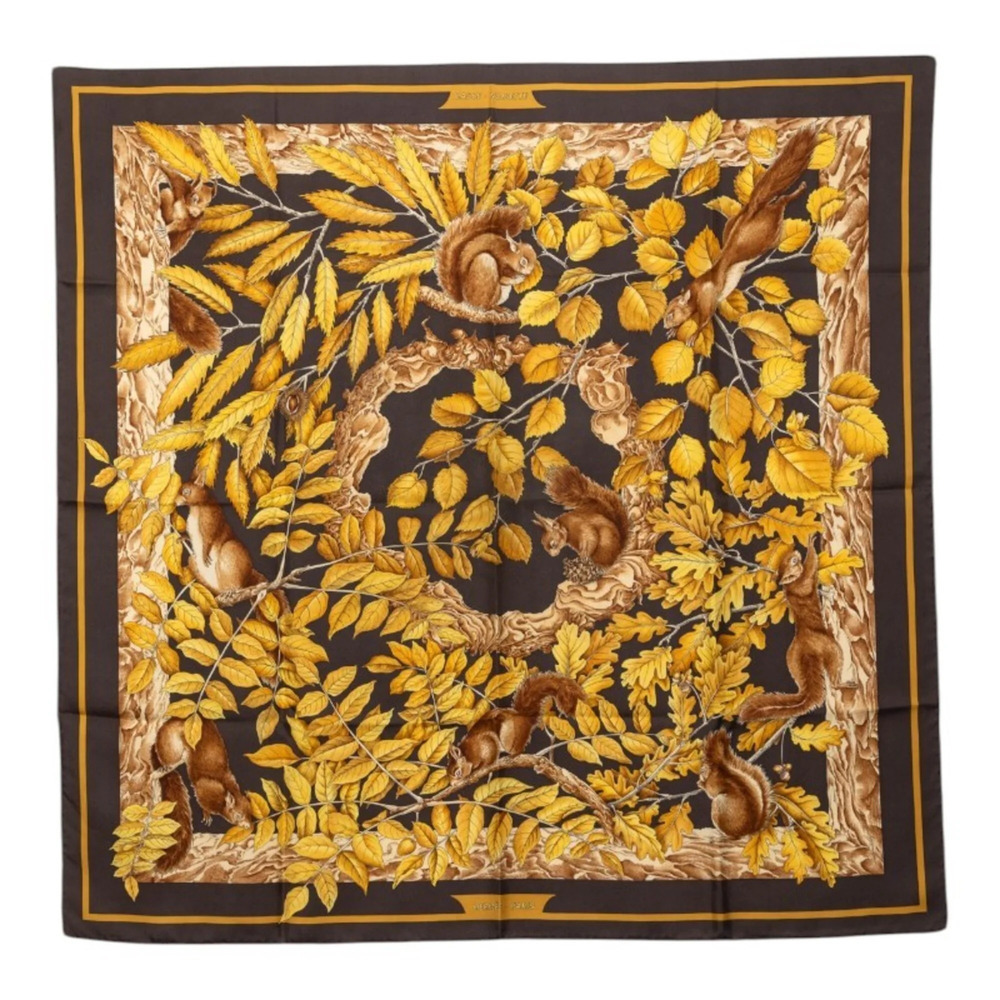 Hermes Carre 90 CASSE-NOISETTE Nutcracker Scarf/Muffler, Brown Silk, Women's